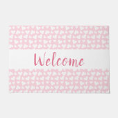 Girly Heart Pattern Rosa Weiß Fußmatte (Vorderseite)