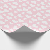 Girly Heart Pattern Rosa Weiß Geschenkpapier (Ecke)