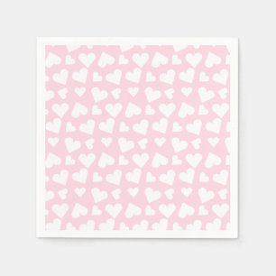 Girly Heart Pattern Rosa Weiß Serviette