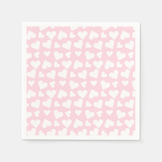 Girly Heart Pattern Rosa Weiß Serviette (Vorderseite)
