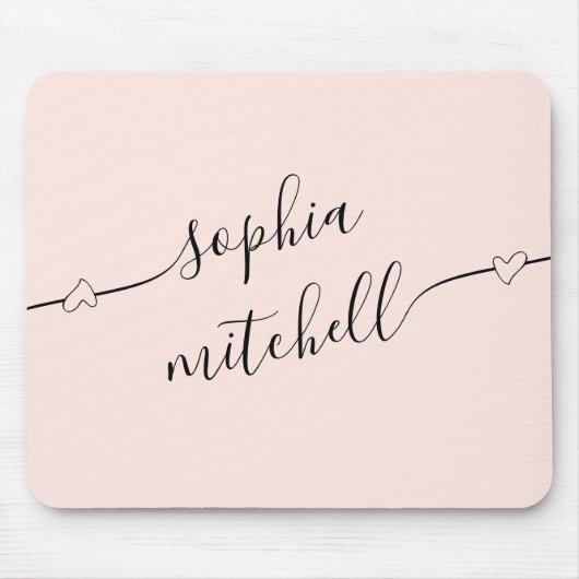 Girly Heart Script Blush Pink Mousepad (Vorne)