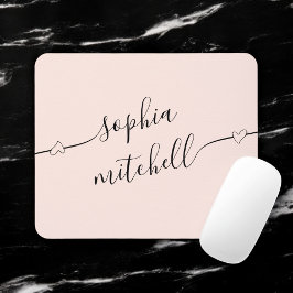 Girly Heart Script Blush Pink Mousepad