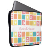 Girly Heart Square Pattern Retro Daisy Blume Laptopschutzhülle (Vorne Rechts)