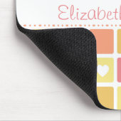 Girly Heart Square Pattern Retro Daisy Blume Mousepad (Ecke)