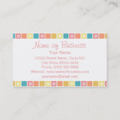 Girly Heart Square Pattern Retro Daisy Blume Visitenkarte (Rückseite)