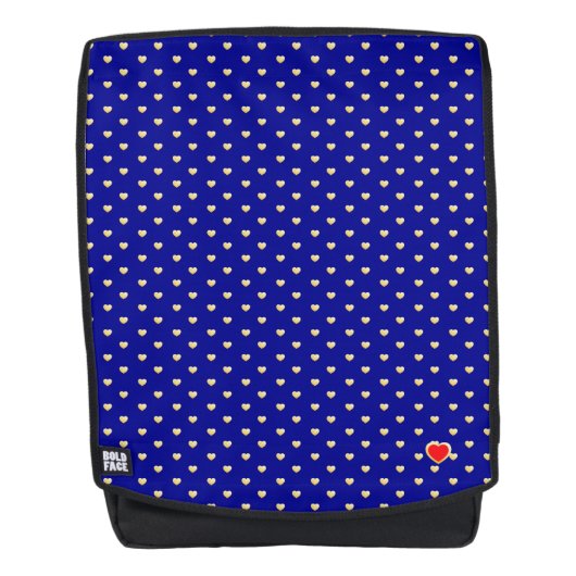 Girly Hearts Gold Imitate Foil Royal Blue Pattern Rucksack (Vorderseite)