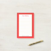 Girly Hearts Imitate Gold Foil Rotes Muster Post-it Klebezettel (Auf Schreibtisch)