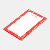 Girly Hearts Imitate Gold Foil Rotes Muster Post-it Klebezettel (angewinkelt)