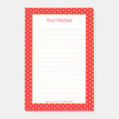 Girly Hearts Imitate Gold Foil Rotes Muster Post-it Klebezettel (Vorderseite)