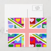 Girly Hearts Union Jack Postkarte (Vorne/Hinten)