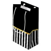 Girly heißes Rosa-Bogen-Schwarz-weiße Streifen mit Kleine Geschenktüte (Rückseite Schrägansicht)