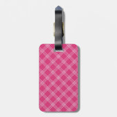 Girly helles rosa Schachbrett-karierter Gepäckanhänger (Rückseite vertikal)