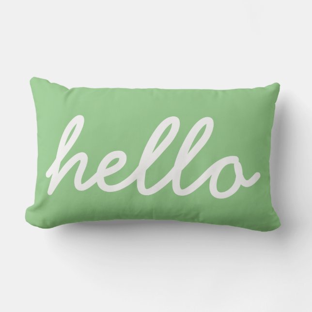 Girly Hello Mint Typografie Lumbar Pillow Lendenkissen (Vorderseite)