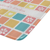 Girly Herz-Quadrat-Muster-Retro Schneidebrett (Ecke)