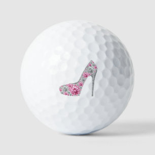 Girly High Heel Pink und White Shoe Golfball
