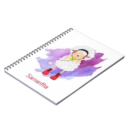 Girly Hipster Lamb Mit Monogramm Notizblock (Linke Seite)