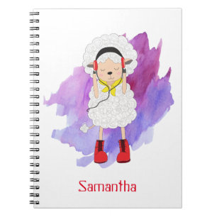 Girly Hipster Lamb Mit Monogramm Notizblock
