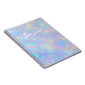 Girly Holographic Sparkle Opal Iridescent Monogram Notizblock (Rechte Seite)