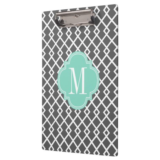 Girly Holzkohlen-u. Aqua-Diamant-Gitter Klemmbrett (Links)