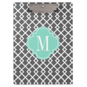 Girly Holzkohlen-u. Aqua-Diamant-Gitter Klemmbrett (Vorderseite)