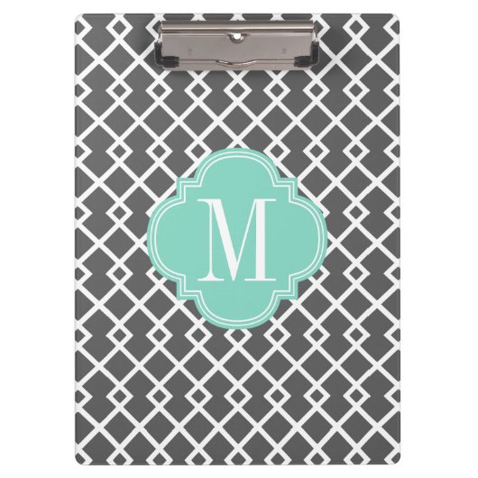 Girly Holzkohlen-u. Aqua-Diamant-Gitter Klemmbrett (Vorderseite)