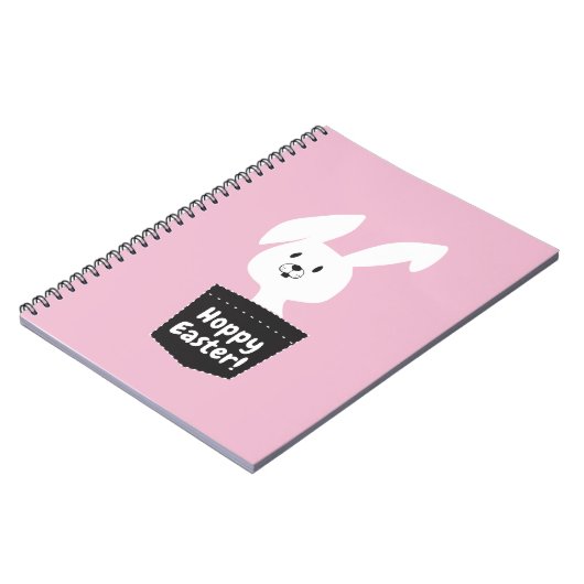 Girly Hoppy Osterpastel Rosa Cartoon Notizblock (Linke Seite)