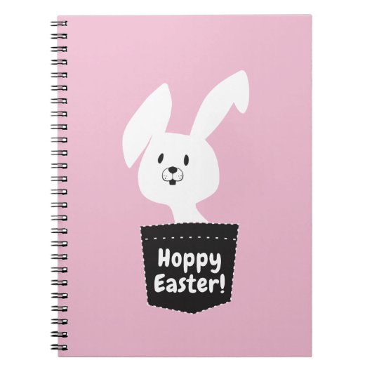 Girly Hoppy Osterpastel Rosa Cartoon Notizblock (Vorderseite)