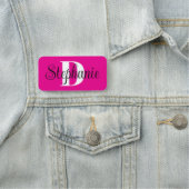 Girly Hot Pink Black and White Modern Monogram Namensschild (Beispiel)