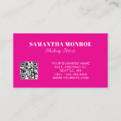 Girly Hot Pink Black and White Modern Monogram Visitenkarte (Rückseite)