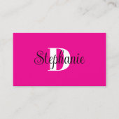 Girly Hot Pink Black and White Modern Monogram Visitenkarte (Vorderseite)