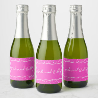 Girly Hot Pink Bridesmaid Bubbly Mini Schaumweinetikett