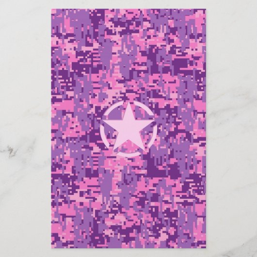 Girly Hot Pink Digital Camouflage Camouflage Briefpapier (Vorderseite)