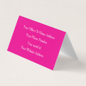 Girly Hot Pink Fuchsia Farbenfrohe Veranstaltungsp Visitenkarten (Rückseite)