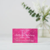 Girly Hot Pink Glam Diamond Sparkle Chic Monogram Visitenkarte (Stehend Vorderseite)