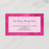 Girly Hot Pink Glam Diamond Sparkle Chic Monogram Visitenkarte (Rückseite)