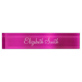 Girly Hot Pink Metallic Namensplakette (Vorderseite)