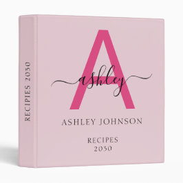 Girly Hot Pink Monogram Rezept Book 2,5 Cm Ordner