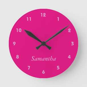 Girly Hot Pink On Pink Runde Wanduhr