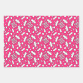 Girly Hot Pink Pad Muster Text Erster Zeitraum Par Geschenkpapier Set (Vorderseite 2)