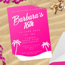 Girly Hot Pink Summer Beach Sweet 16