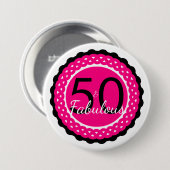 Girly Hot Pink und Black 50 & Fabulous Geburtstag Button (Vorne & Hinten)