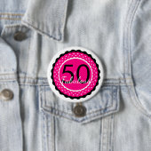 Girly Hot Pink und Black 50 & Fabulous Geburtstag Button (Beispiel)