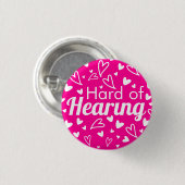 Girly Hot Pink White Hearts Hard Hearts Button (Vorne & Hinten)