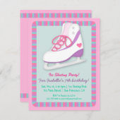 Girly Ice Skaten Geburtstagsparty Einladungen (Vorne/Hinten)