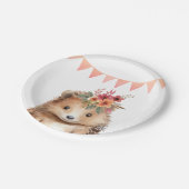 Girly Igel, Kindergeburtstag Pappteller (Schrägansicht)