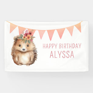 Girly Igel, Kindergeburtstag Party Banner