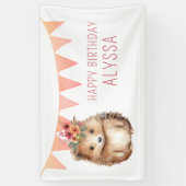 Girly Igel, Kindergeburtstag Party Banner (Vertikal)