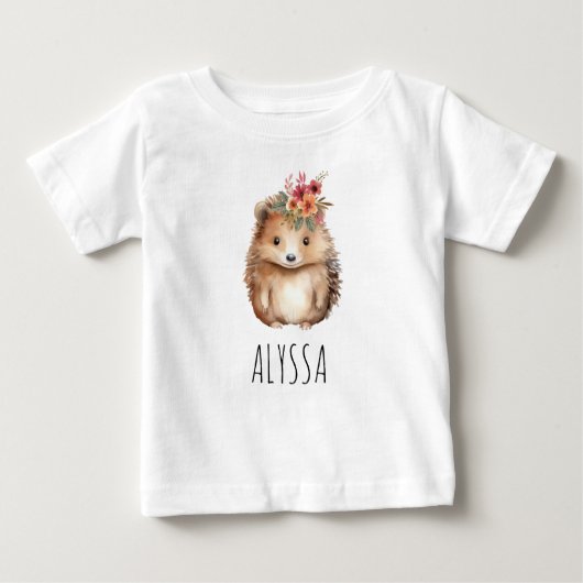 Girly Igel Personalisiert Baby T-shirt (Vorderseite)