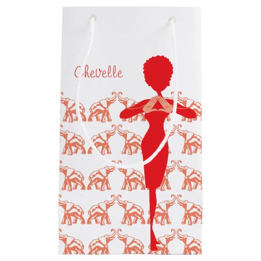 Girly Illustration des roten Elefanten Kleine Geschenktüte (Vorderseite)