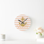 Girly Imitat-Glitzer-Anker Runde Wanduhr (Zuhause)